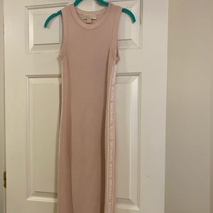 Michael Kors logo tape sleeves dress, powder blush size S